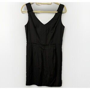 Talbots LBD Dress Black Tuck Pleat V-Neck Detail Size 12 Petite 12P NWT Classic